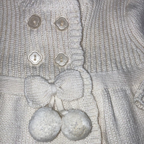Vintage Polly flinders heirloom ivory shiny threaded sweater set 0/3m - Picture 3 of 14
